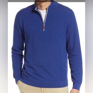 [L]Tommy Bahama Islandzone Men's Royal Blue 1/4 Zip-Up Cotton Blend Sweater